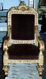 A Fine Italian Neoclassic Style Carved Giltwood Throne Chair