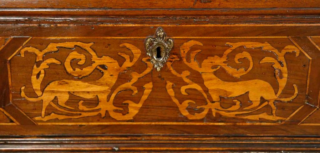 Italian Baroque Walnut Marquetry Commode