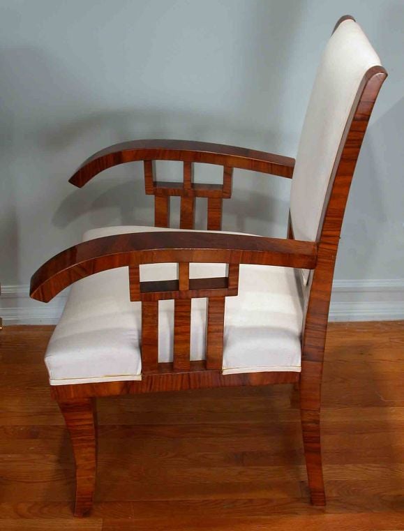 A Pair of Art Deco Walnut Armchairs