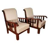 A Pair of Art Deco Walnut Armchairs by Lajos Kozma