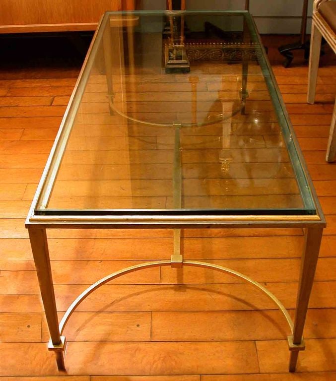 A French Modern Parcel-Gilt and Painted-Iron Low Table