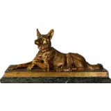A Gilt Bronze Figure of an Alsatian