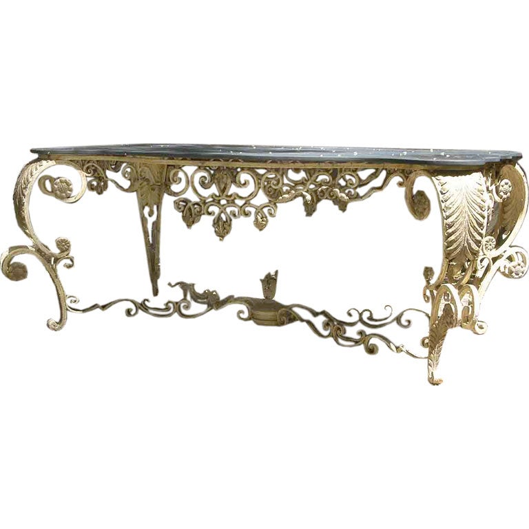 A French Wrought-Iron Garden Table For Sale