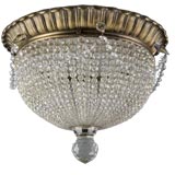 Antique Large bronze and crystal flush mount fixture