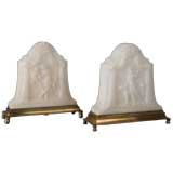 A pair of alabaster lamps