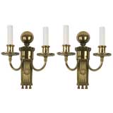 Antique A pair of two arm bronze sconces by the E. F. Caldwel
