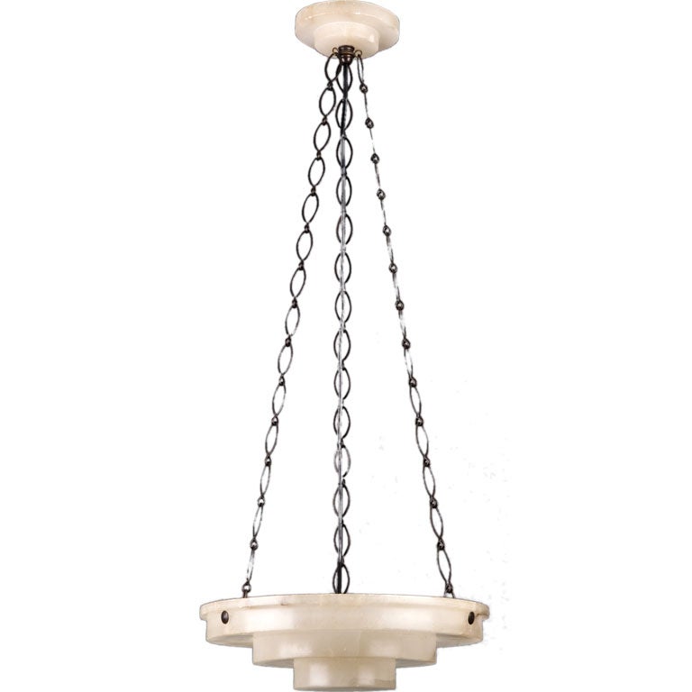 A three-tiered alabaster dome chandelier