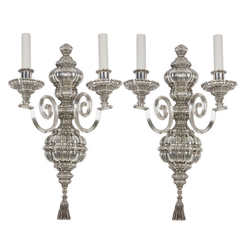 A pair of silverplate E. F. Caldwell sconces