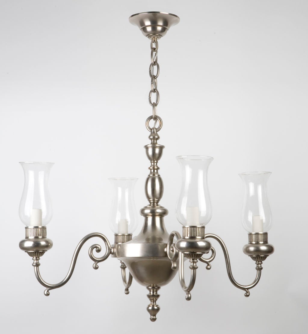 A four arm nickel chandelier