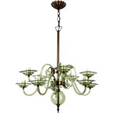 A ten light chartreuse murano glass chandelier