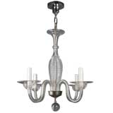 A four arm ribbed glass chandelier