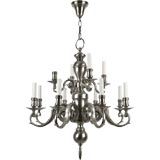 A twelve-arm antique nickel chandelier