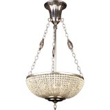 A silverplate and beaded crystal inverted dome chande