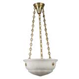 Antique A cast opaline glass inverted dome chandelier
