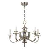 A five-arm silverplate chandelier