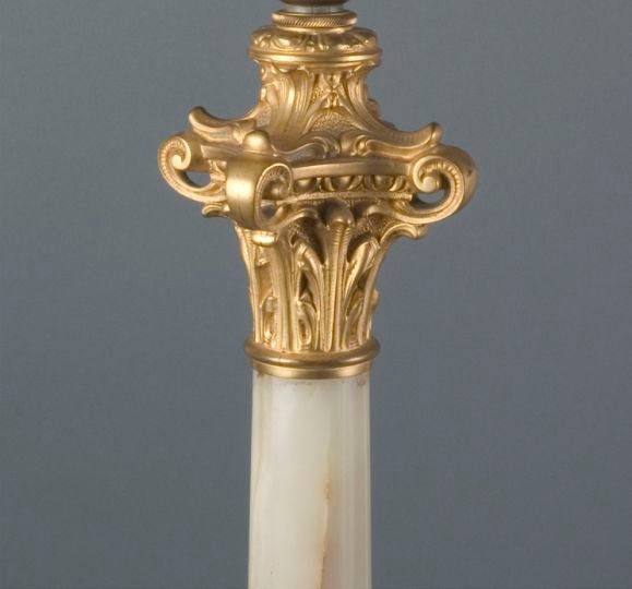 American Gilt Bronze & Carved Alabaster Floor Lamp Circa 1860