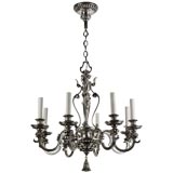 Eight arm silverplated chandelier