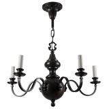 Antique A dark bronze five arm chandelier