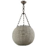 Antique A large beaded crystal ball fixture