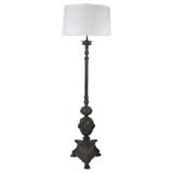 A cast bronze and wrought iron floor lamp
