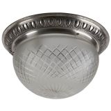 Antique A silver and wheel cut glass flushmount