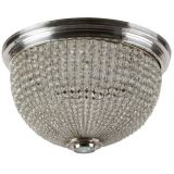 Antique A beaded crystal flushmount with nickel fittings