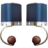 Pair of Italian Lamps with marble sphere decorative base.