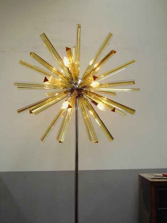 Unique Pair of Sputnik Floor Lamps in Murano Glass.