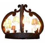 Antique Carved Wood Crown-shaped Chandelier