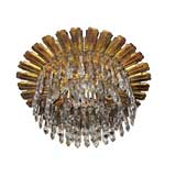 Vintage Pair of Wooden Flush Mounted Sunburst Lights