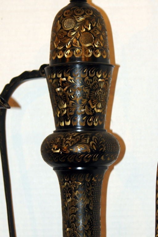 Pair of  Etched Metal Lamps