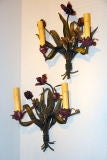 Antique Painted Metal Scones