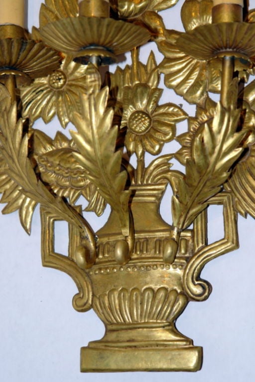 Repousse' Metal Sconces In Good Condition For Sale In New York, NY