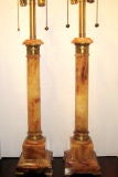 Vintage Pair of Alabaster Table Lamps