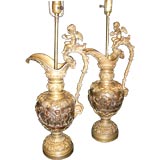 Pair of cast bronze urns.