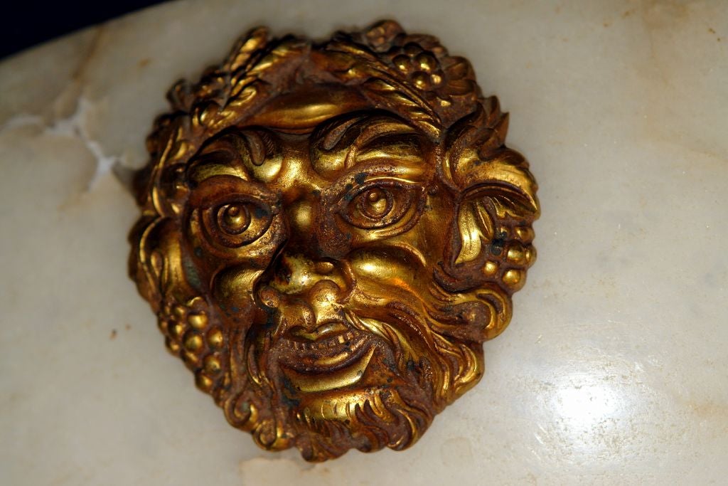 Alabaster Light Fixture with Bronze Details