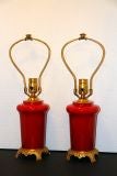 Antique Red Porcelain Table Lamps