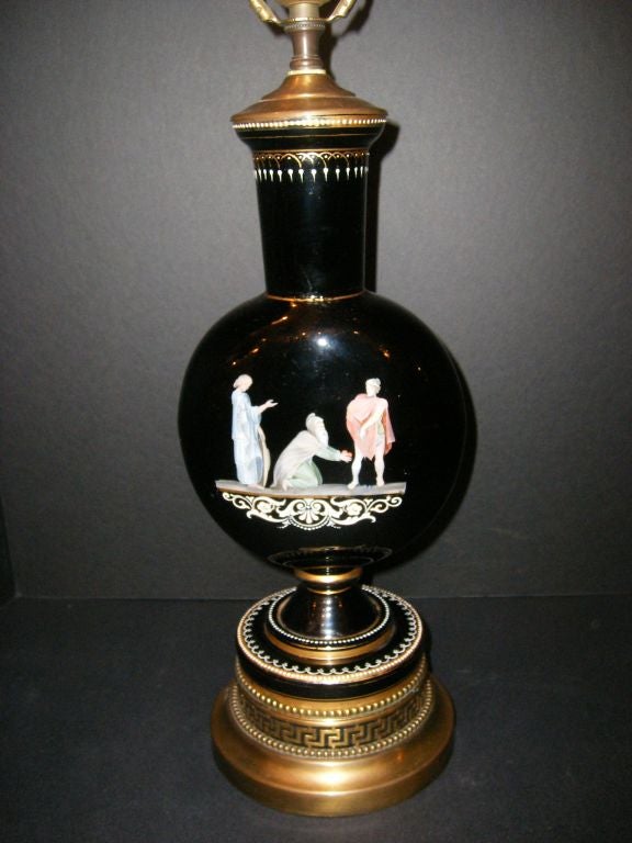 French Single Neoclassic Porcelain Table Lamp For Sale