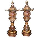 Antique Chinese bronze table lamps
