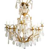 Large bronze and rock crystal chandelier
