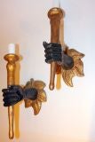 Pair of Carved Wood Sconces