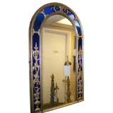 Silver Plated Mirror with Cobalt Glass