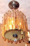 French crystal light fixture with mirror inset.