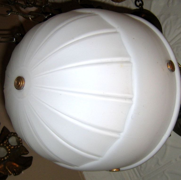 Pair of French Milk Glass Light Fixtures