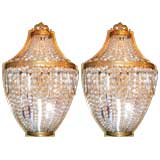 Pair of Basket Sconces with Crystal Beads