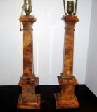 Amber Colored Square Column Lamps