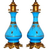 Antique Opaline Glass Table Lamps