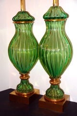 Large Green Murano Table Lamps