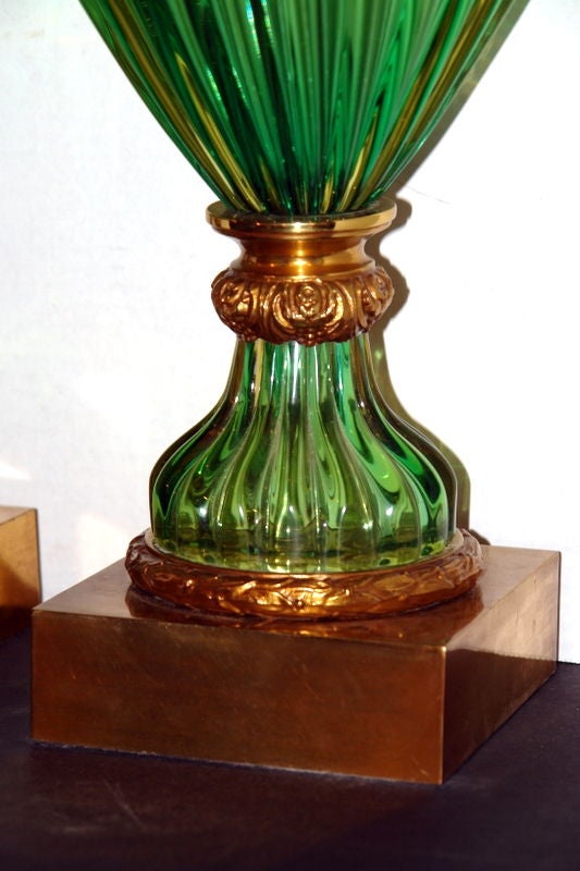 Large Green Murano Table Lamps