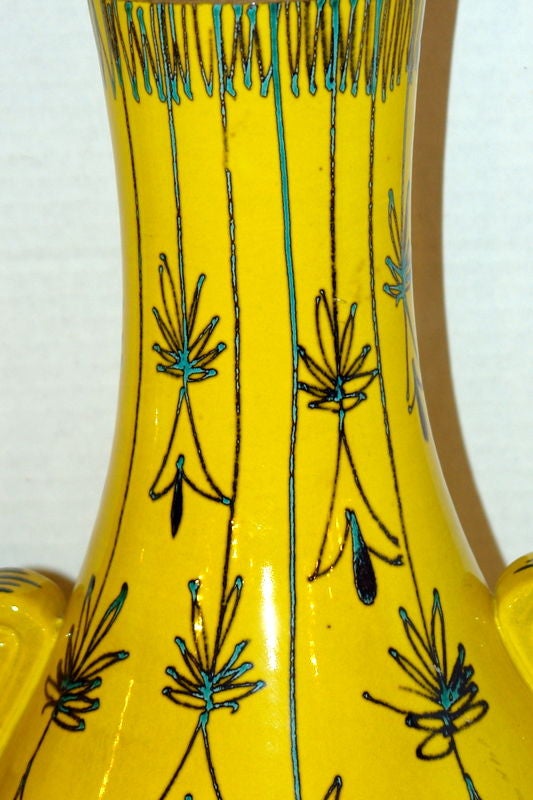 Glazed Hand-painted Mid Century Italian Table Lamps